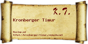 Kronberger Timur névjegykártya